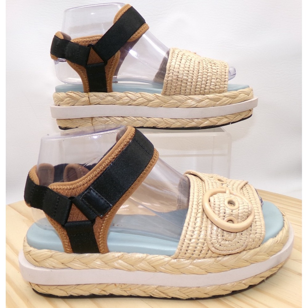 Kate Spade Acapulco Sandals Womens Woven Raffia Platform Size 8.5 Ankle Strap